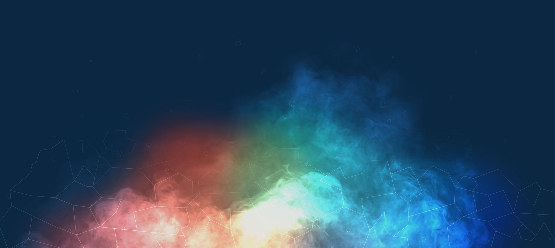 Dunkelblauer Header-Hintergrund mit farbigem Rauch und Mustern.